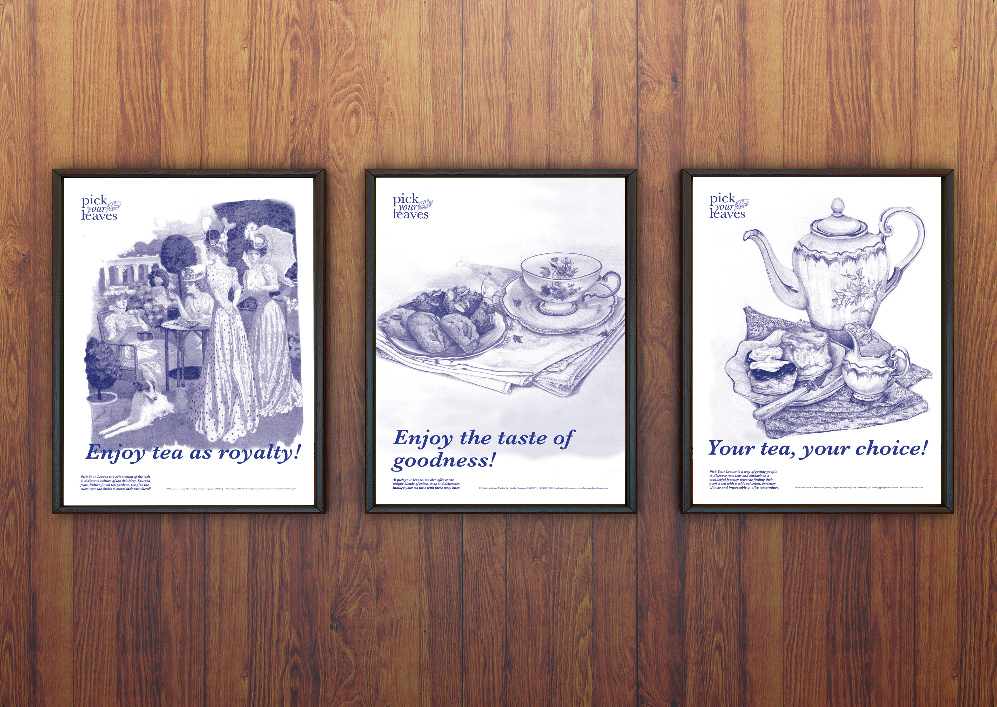 Pick Your Leaves prints shown framed on a wooden surface