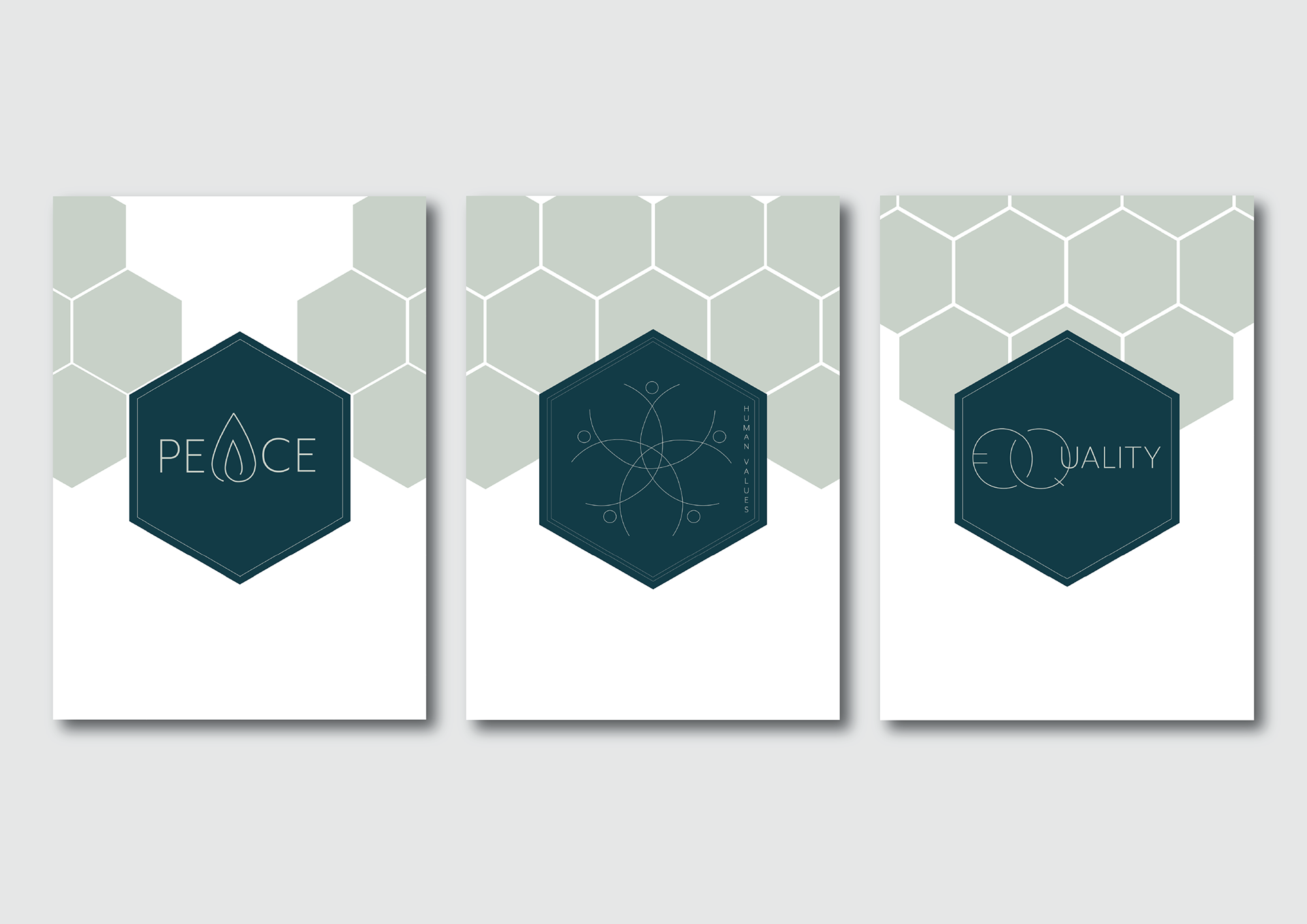 Three Human Values posters shown side by side